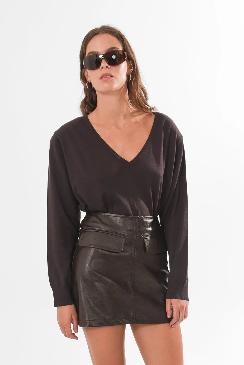 FOREVER KNITTED BLOUSE BROWN