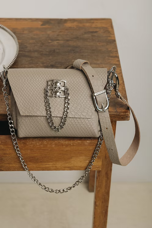 "Don't stop the dance" shoulder bag, stone beige