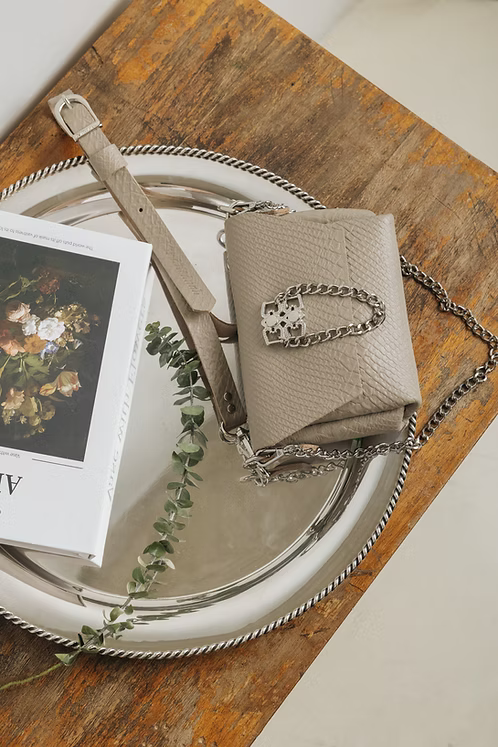 "Don't stop the dance" shoulder bag, stone beige