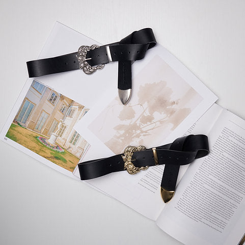 "She is the one" leather belt Nickel