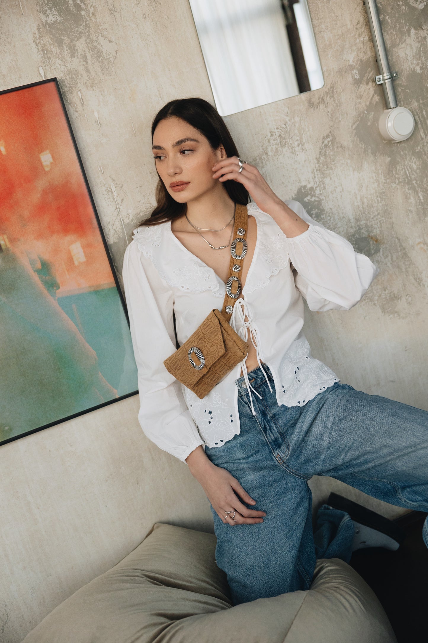 "Don't stop believin'" beltbag, honey suede