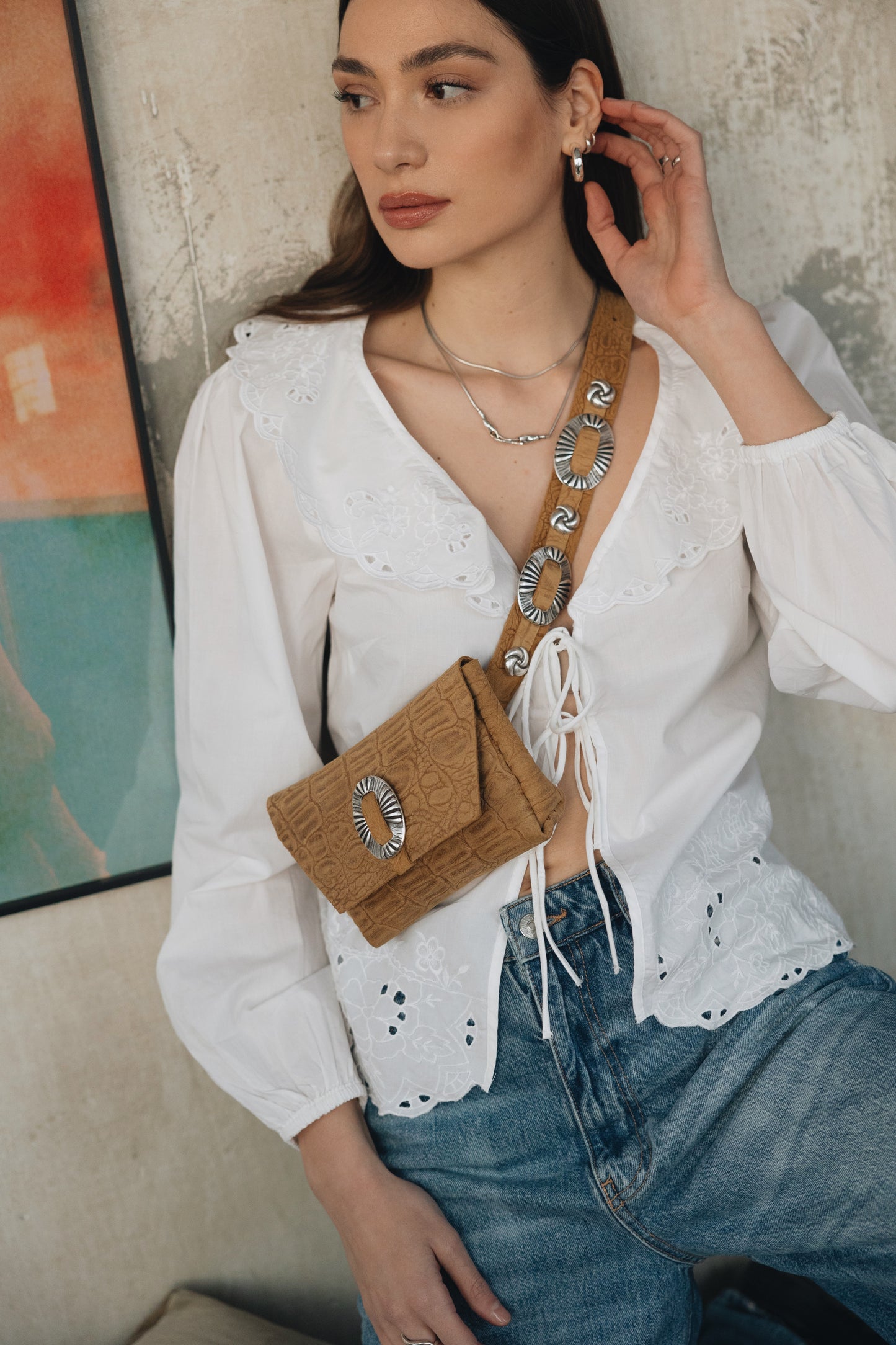 "Don't stop believin'" beltbag, honey suede
