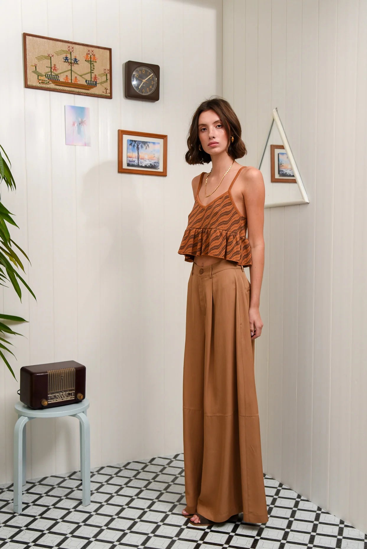 CARIBBEAN KNITTED TOP BROWN