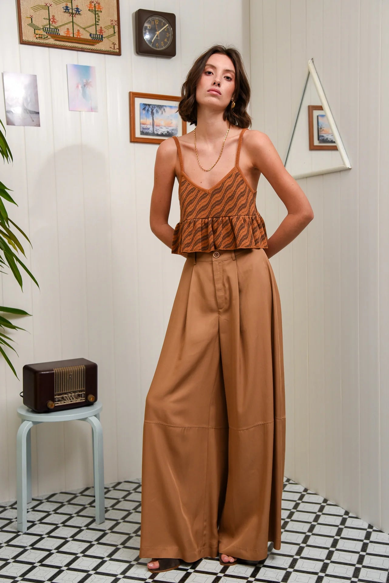 CARIBBEAN KNITTED TOP BROWN