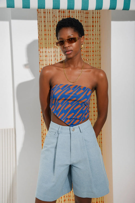 CHILL ISLAND BANDANA TOP BLUE