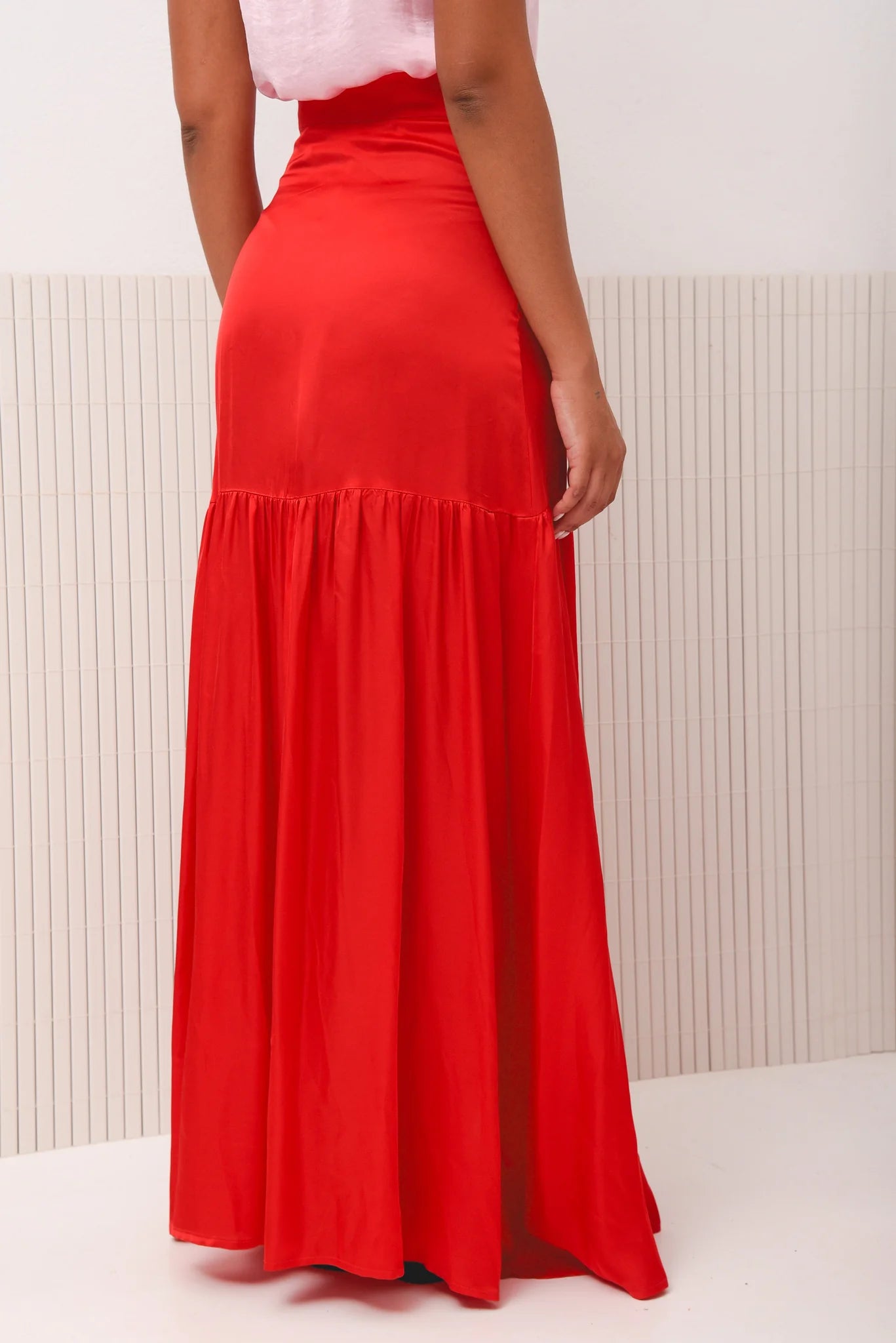 CORAL MAXI SKIRT RED