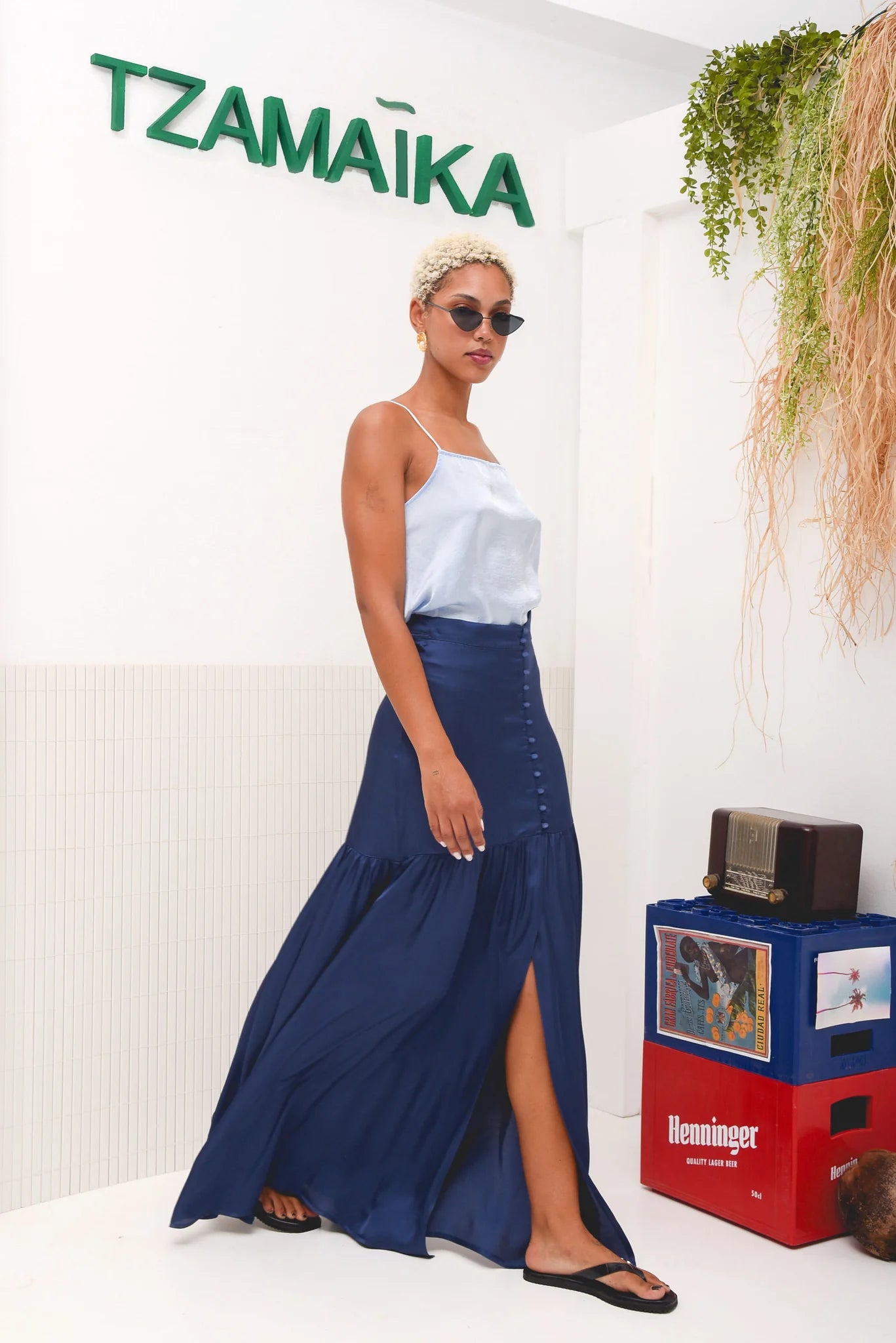 CORAL MAXI SKIRT NAVY BLUE