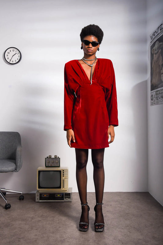 ALL-IN RED VELVET DRESS