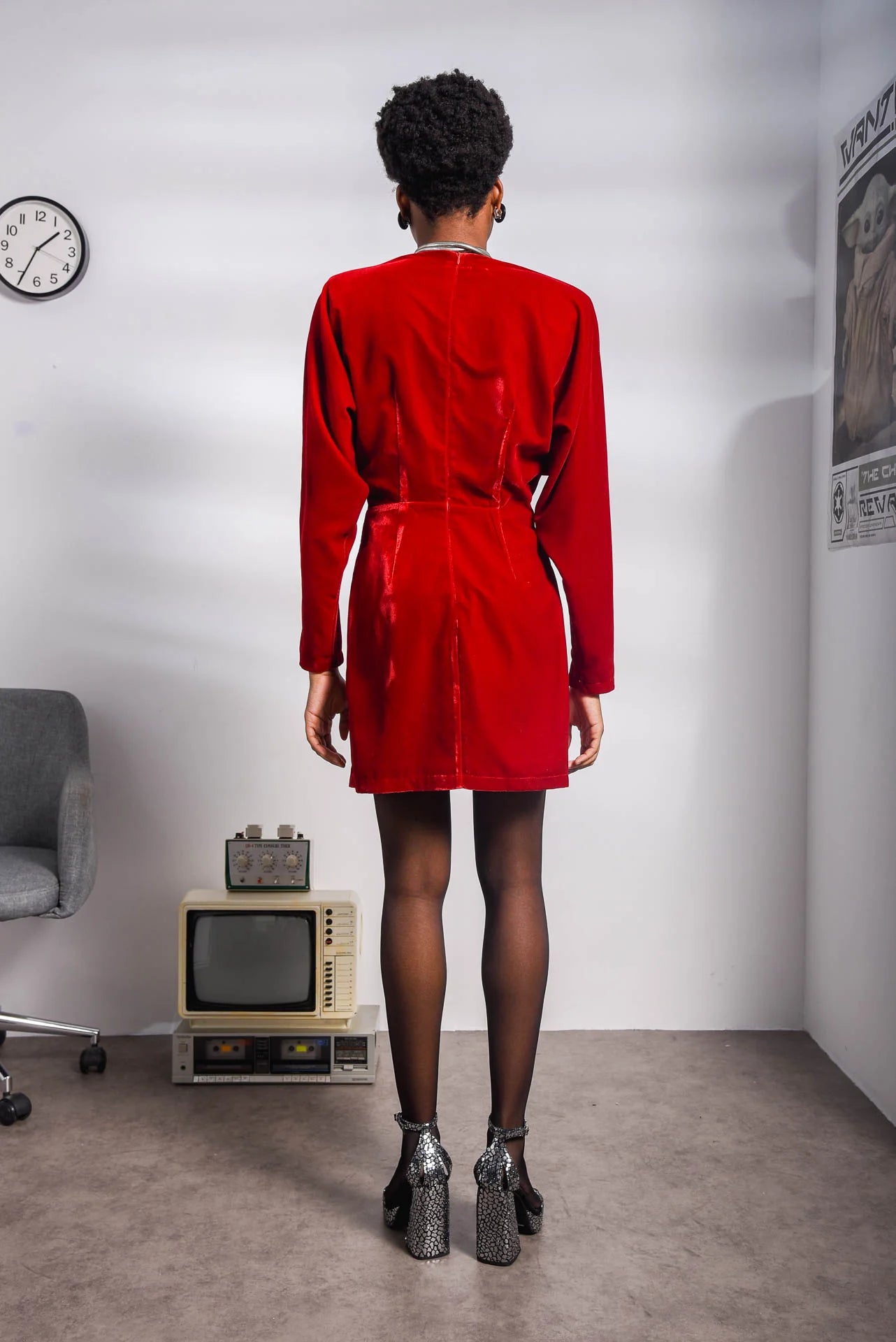 ALL-IN RED VELVET DRESS