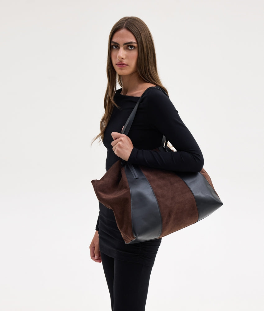ALYSSA TOTE BAG BLACK/BROWN