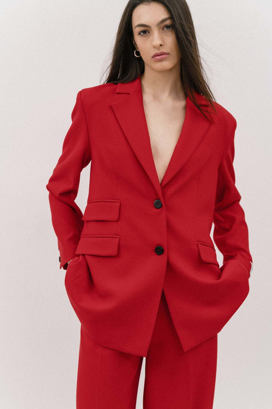 The Spice It Up Oversized Blazer Red
