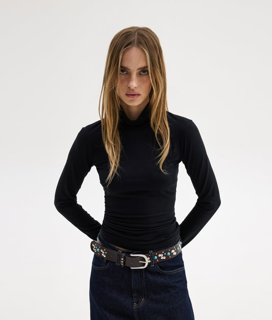 LAURA TURTLENECK TOP BLACK