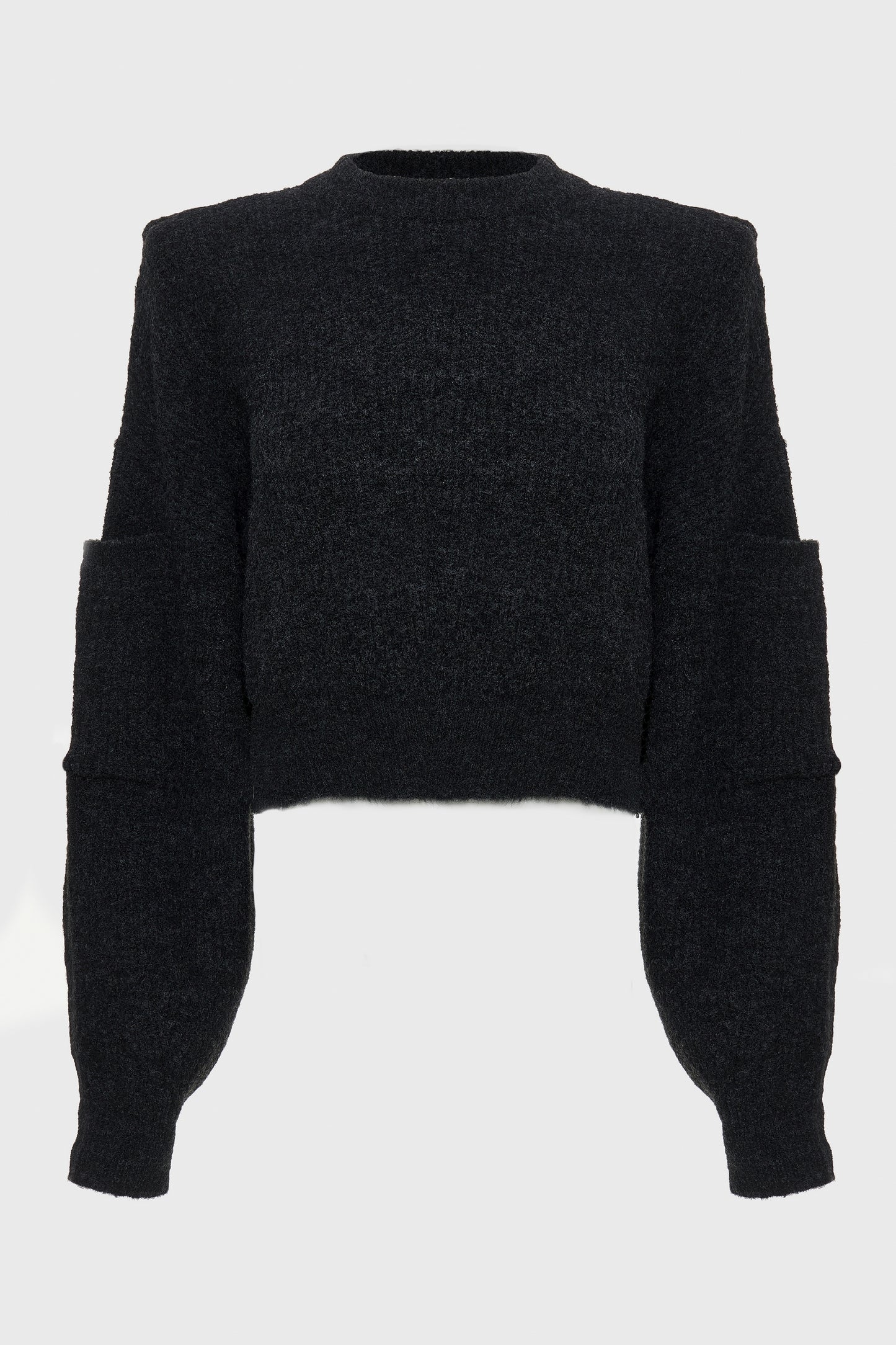 DONNA KNITTED CROPPED BLOUSE ANTHRACITE