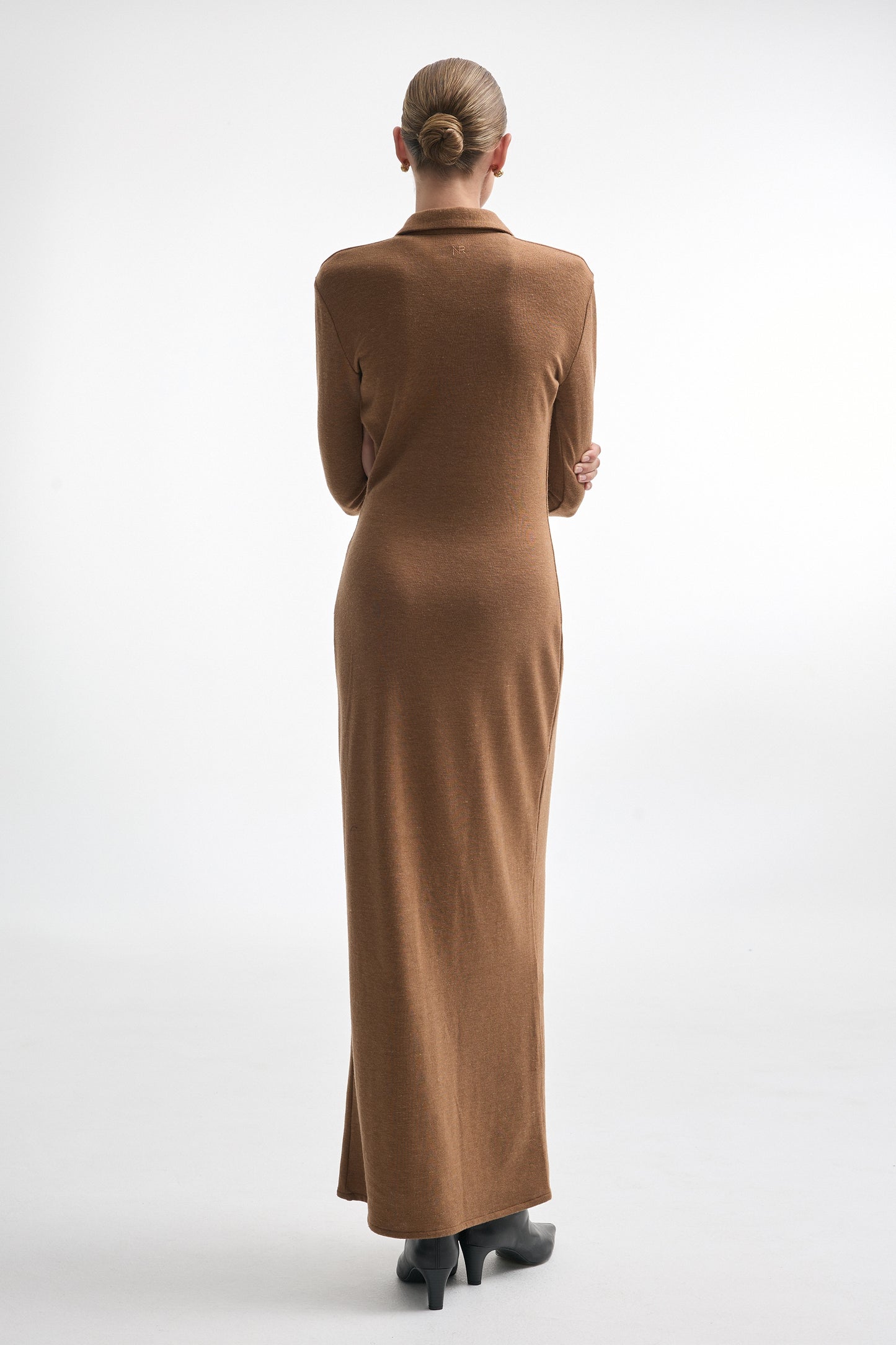 WHITNEY LONG SLEEVE DRESS BROWN