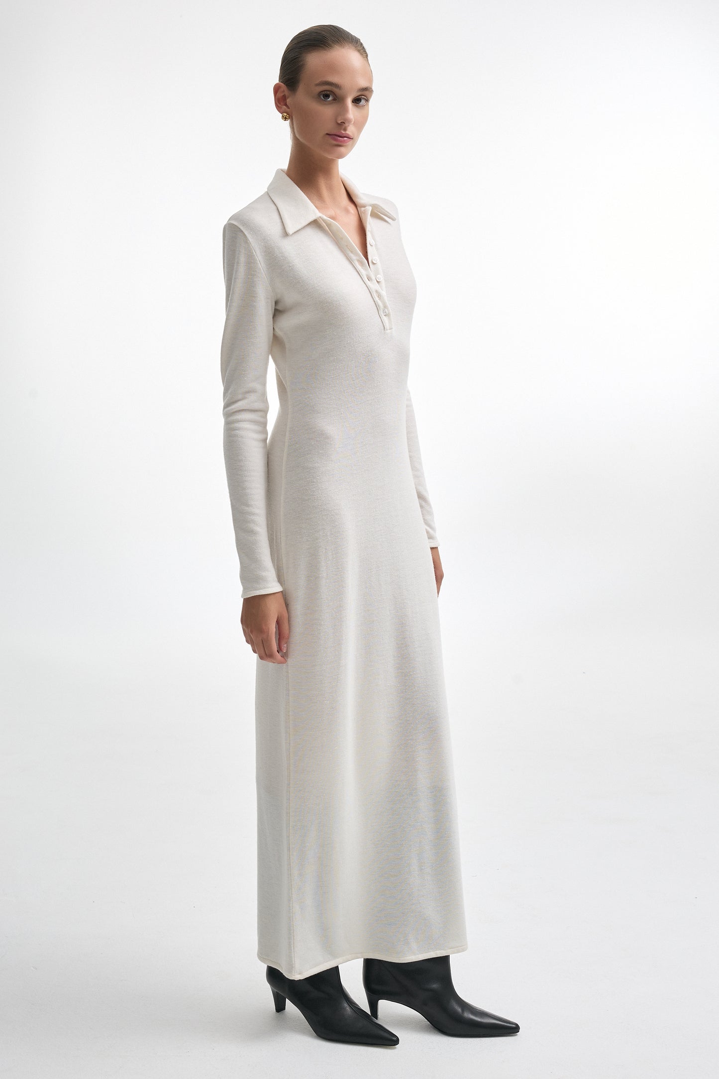 WHITNEY LONG SLEEVE DRESS ECRU