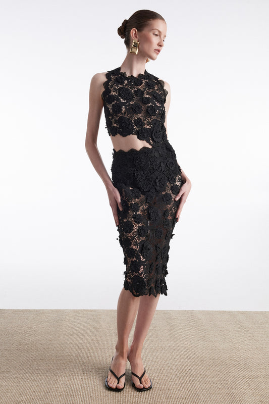 CHARLOTTE MIDI SKIRT BLACK