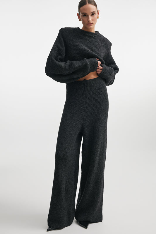 DONNA KNITTED TROUSERS ANTHRACITE
