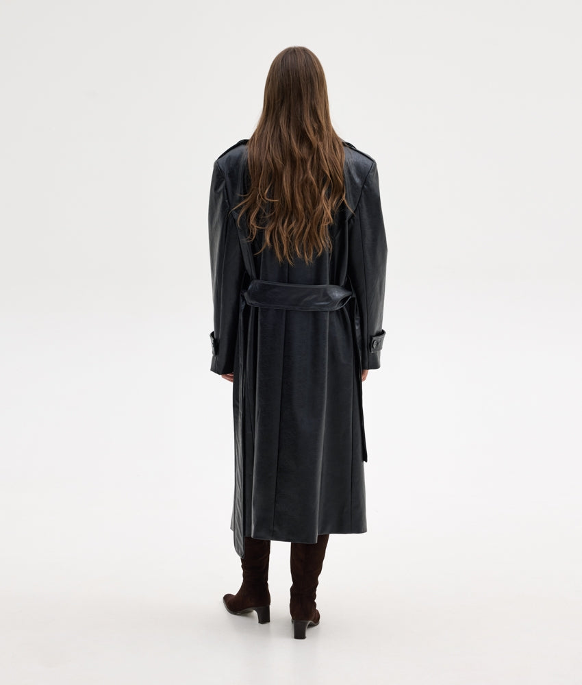 STACY LEATHER COAT BLACK