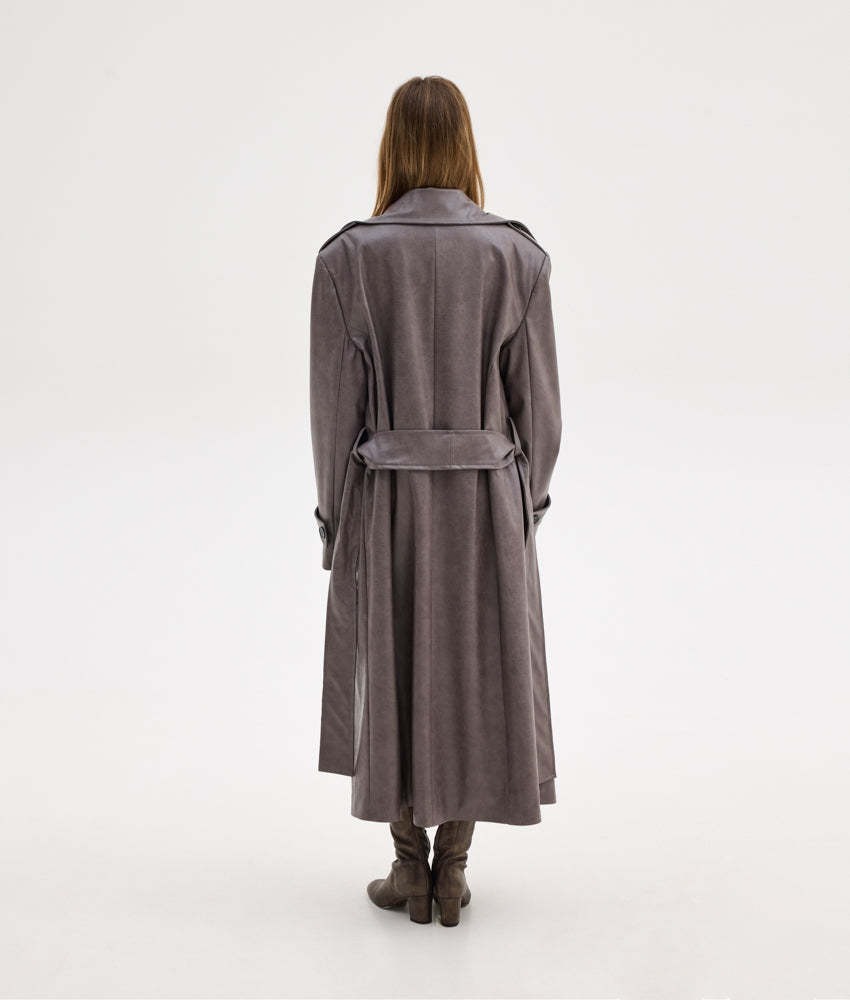 STACY LEATHER COAT BEIGE