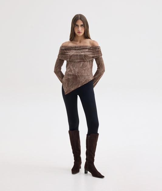 SYLVIA OFF SOULDER TOP WAVE PRINT