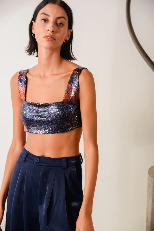 HEX SEQUIN CROP TOP MULTI COLOR
