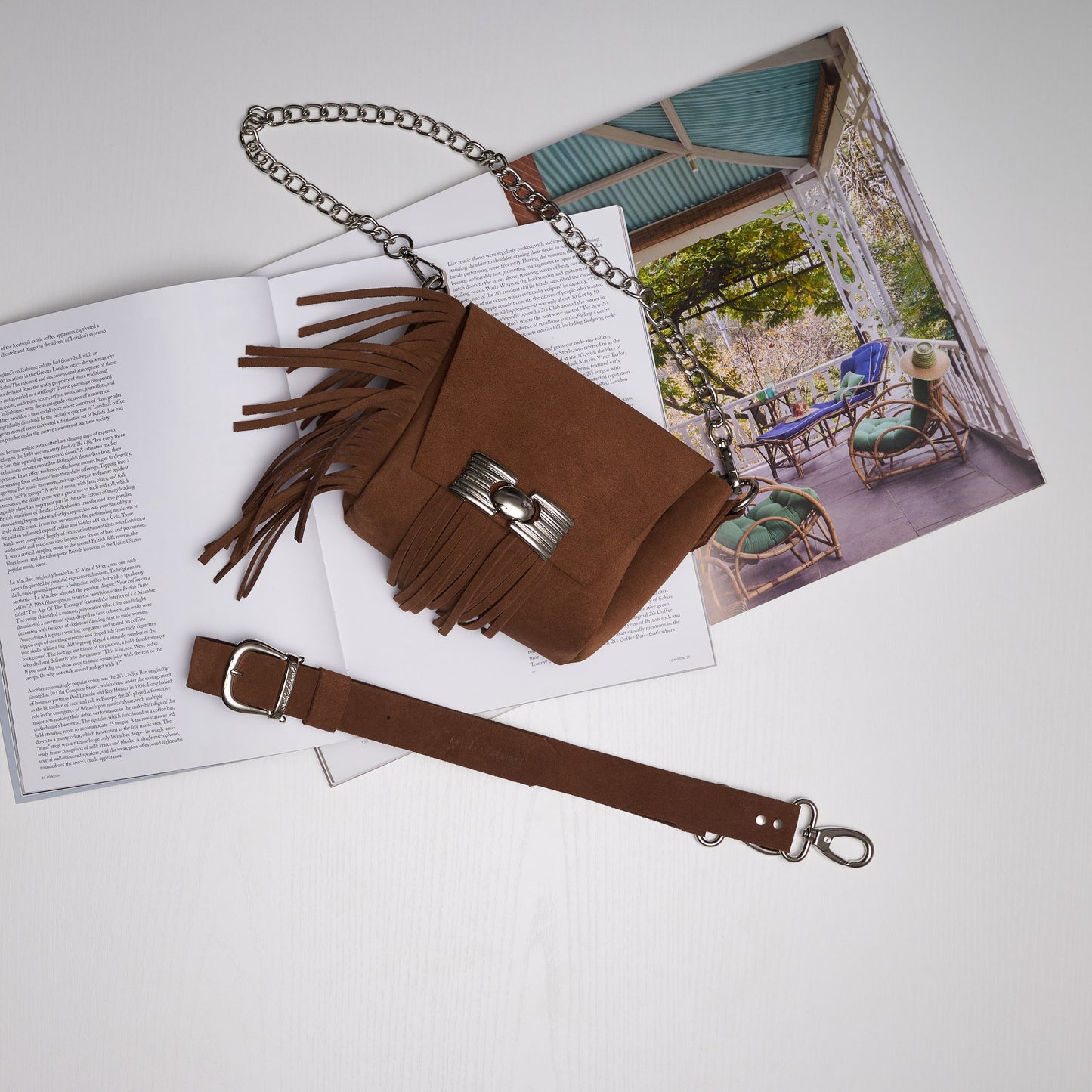 "Woman" shoulder bag, chocolate suede