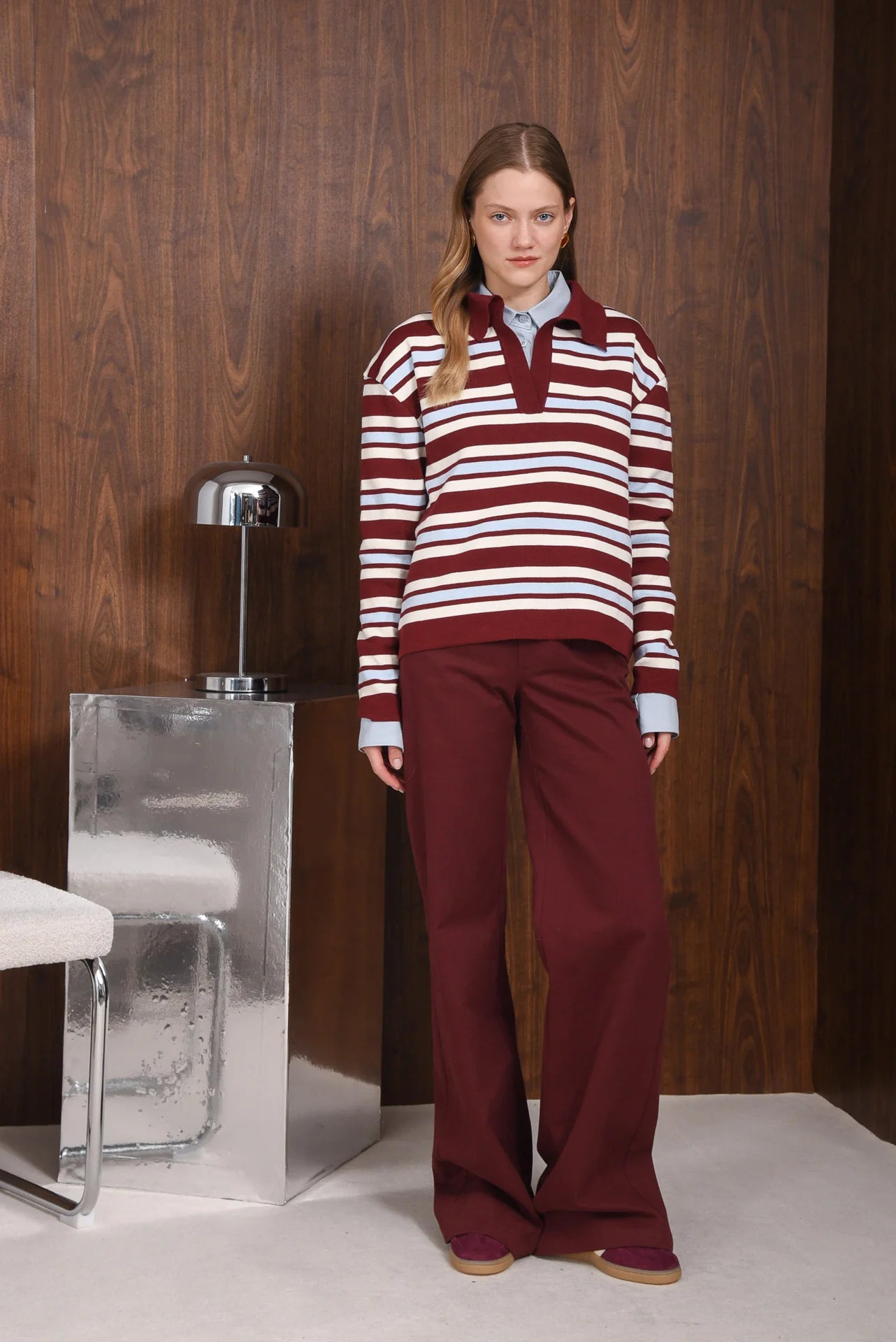 CHASE KNITTED POLO BORDEAUX COMBO