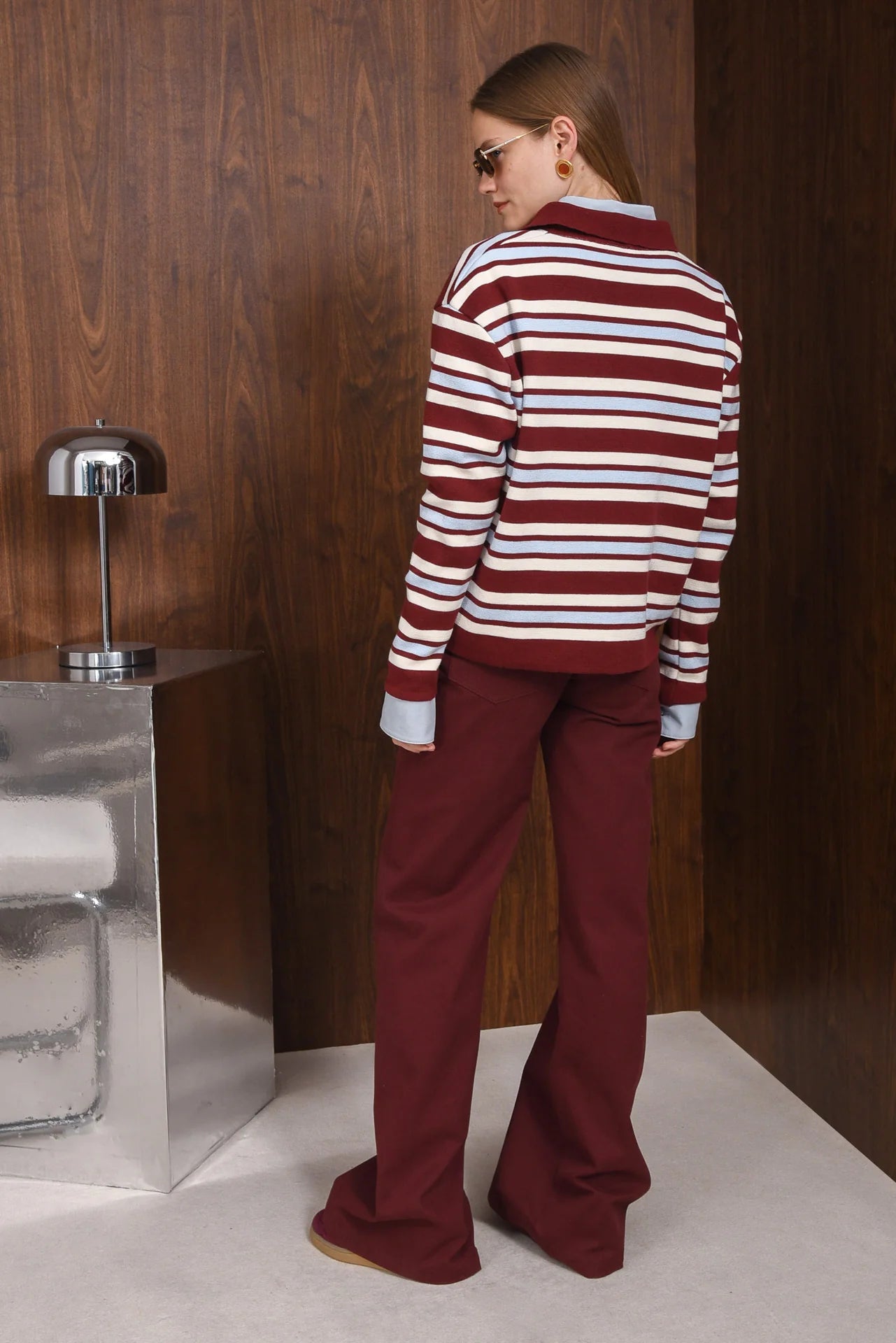 CHASE KNITTED POLO BORDEAUX COMBO