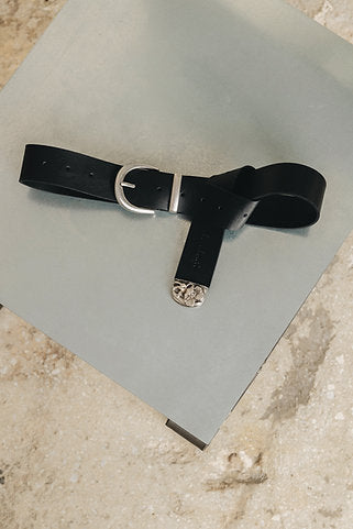 "Sweet caroline" leather belt Black Nickel