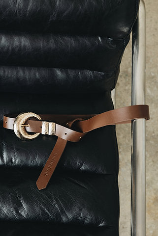 “Double vision” leather belt BROWN