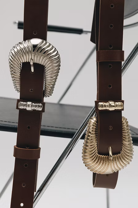 "Sara" leather belt  BROWN / GOLD DETAILS