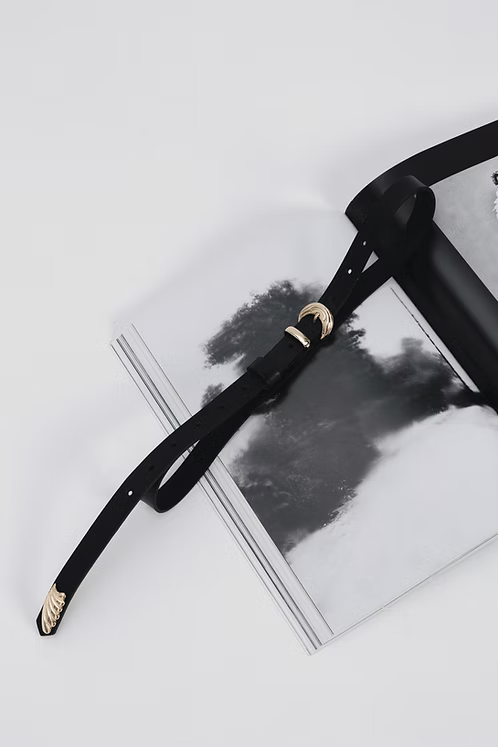 "Courage" leather belt BLACK