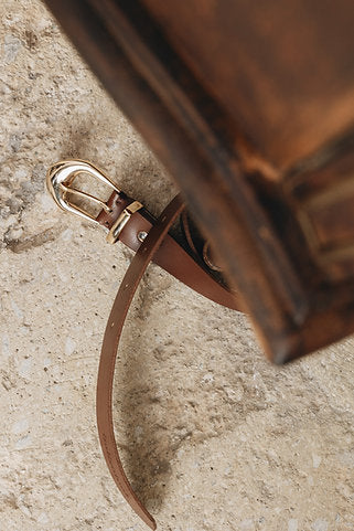 "No words" leather belt Brown Gold