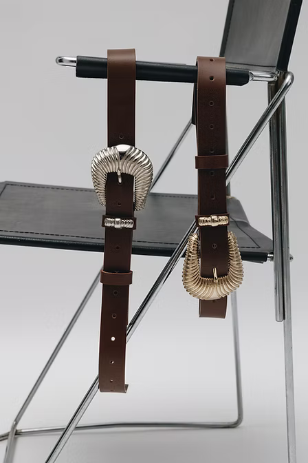 "Sara" leather belt  BROWN / GOLD DETAILS