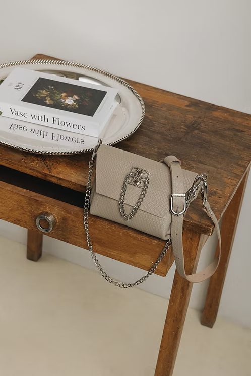 "Don't stop the dance" shoulder bag, stone beige