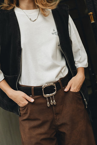 "The sky is crying" leather belt