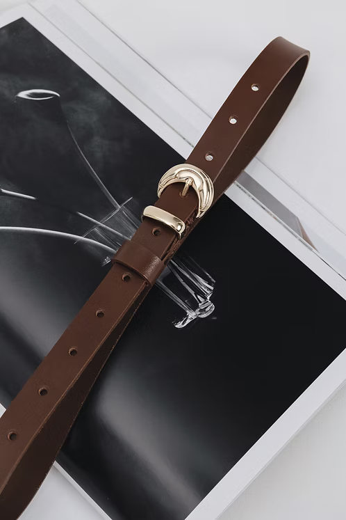 "Courage" leather belt BROWN