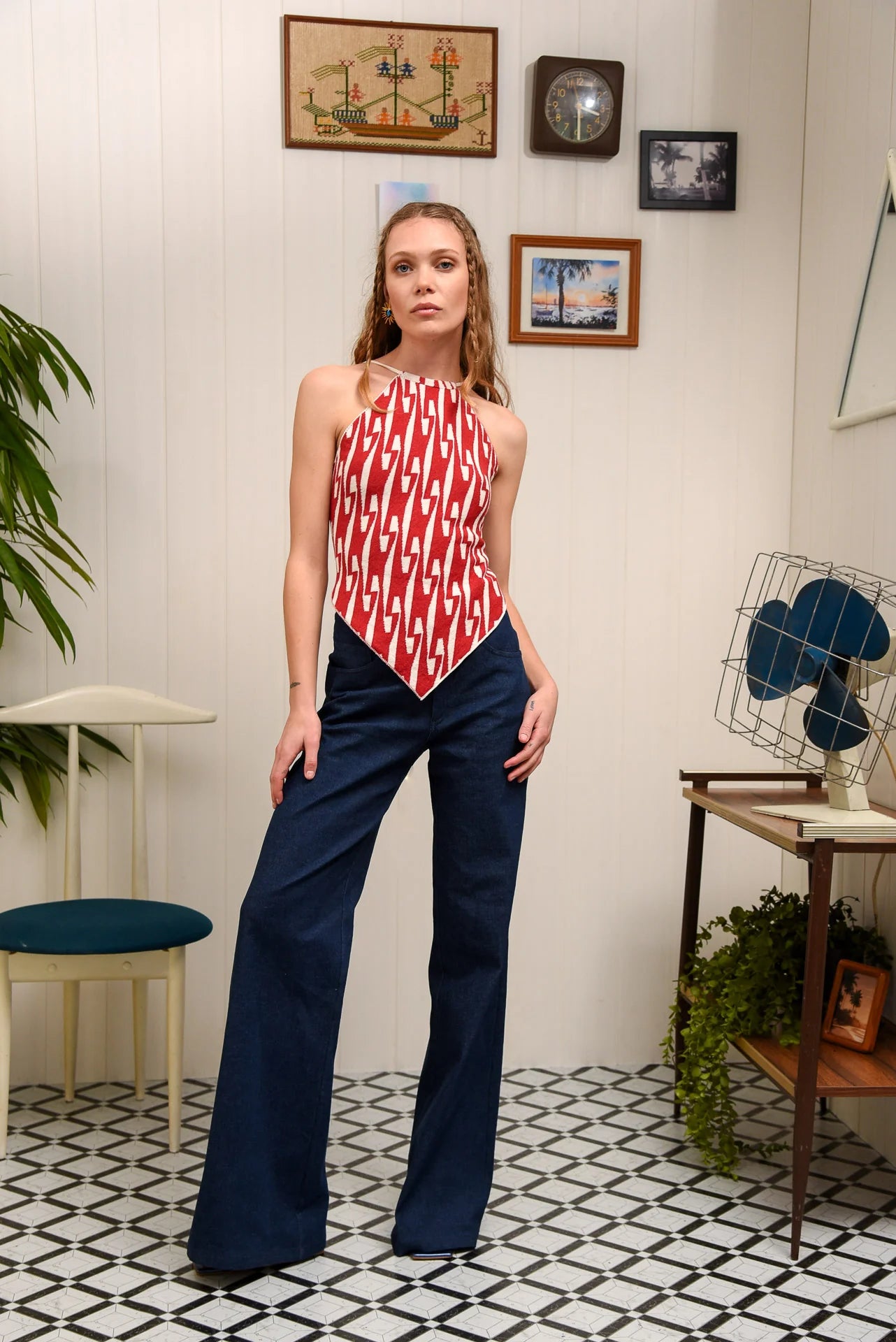 CHILL ISLAND KNITTED TOP BORDEAUX & ECRU