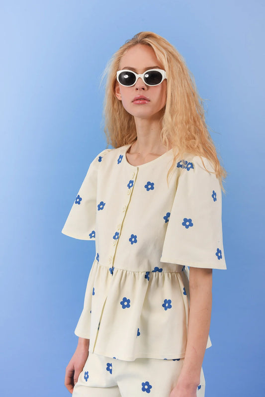 DAISY GABARDINE BLOUSE BLUE