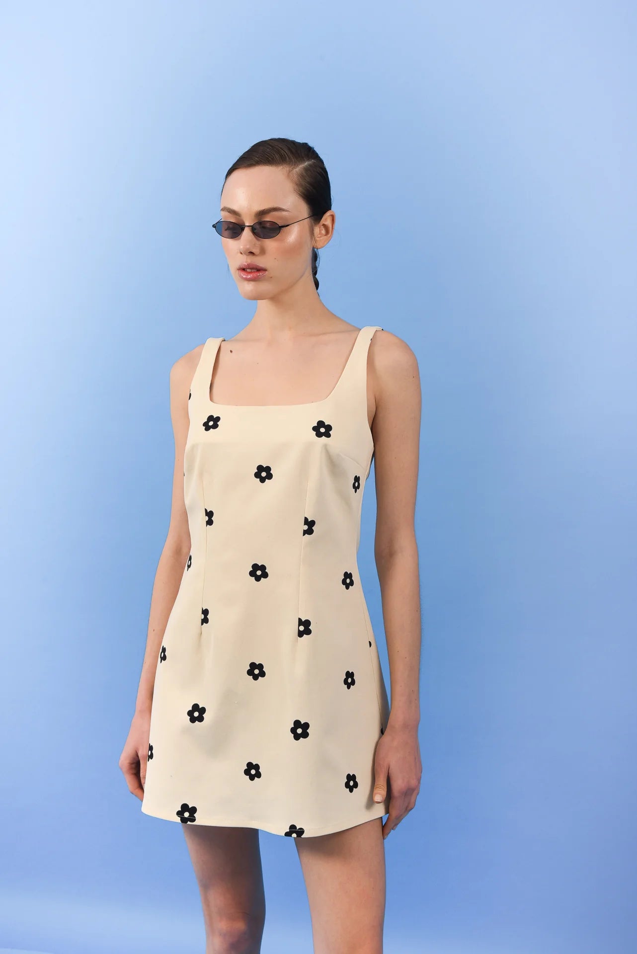 DAISY GABARDINE MINI DRESS BLACK