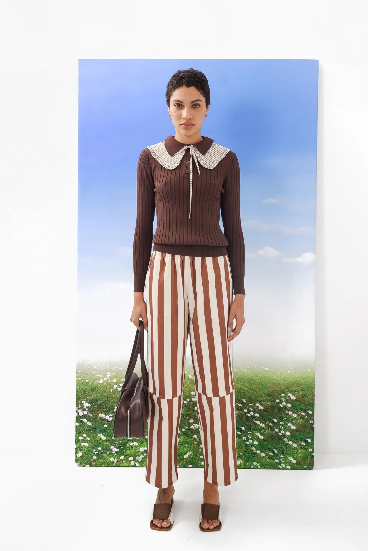 MAUI ELASTIC WAIST PANTS BROWN