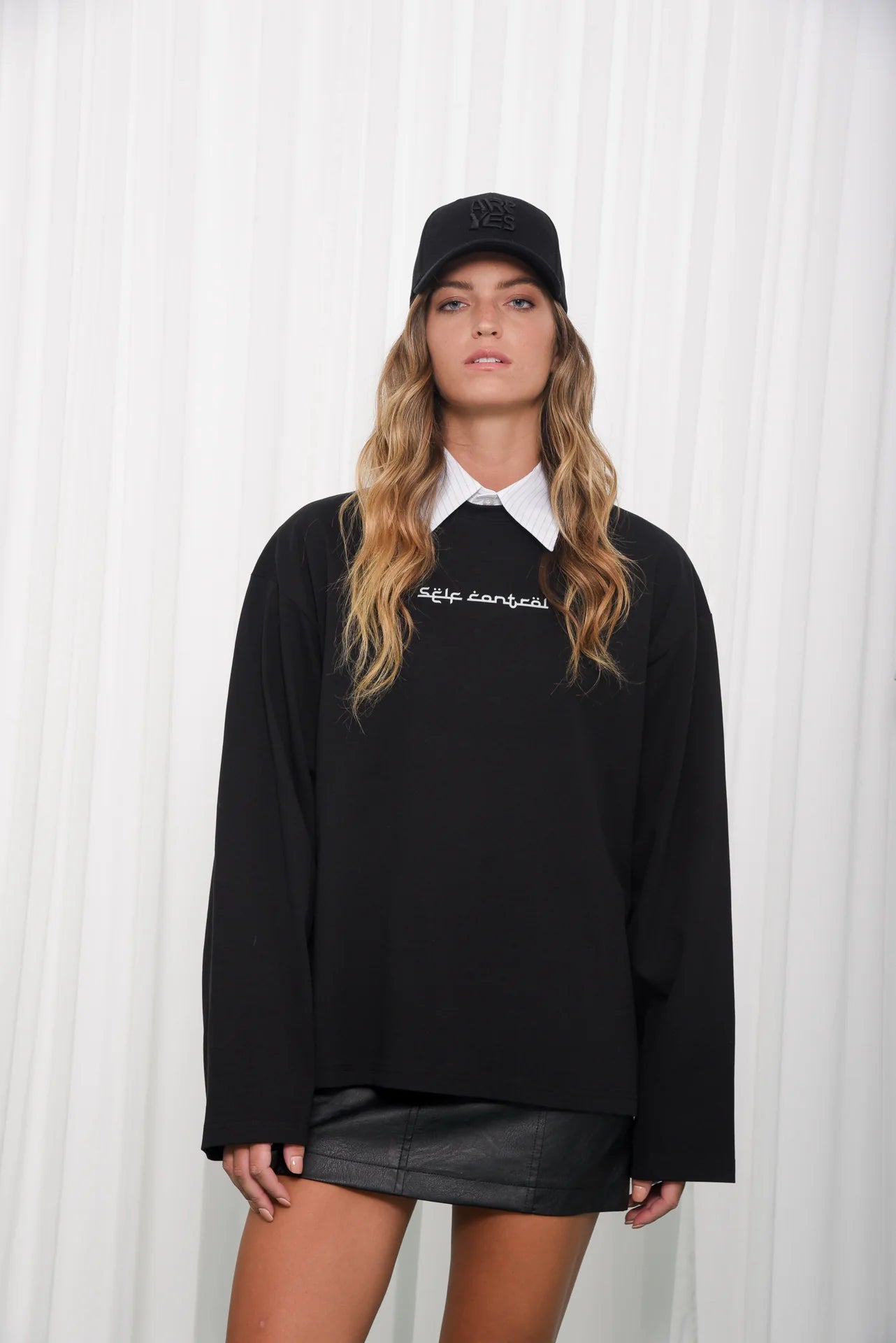 SELF CONTROL LONG SLEEVE T-SHIRT BLACK