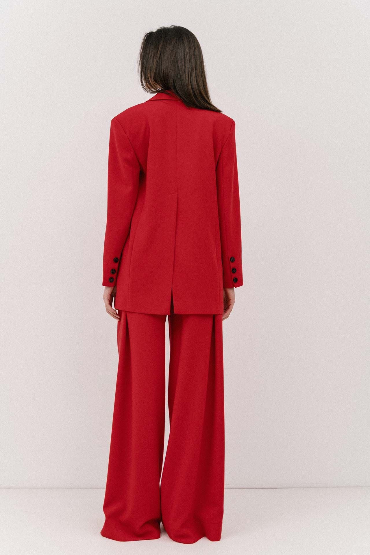 The Spice It Up Oversized Blazer Red