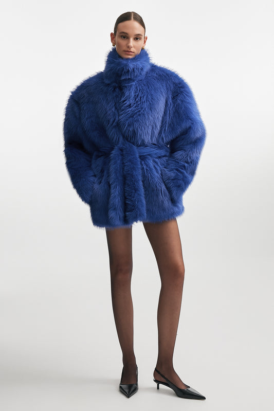 SALLY FUR JACKET BLUE
