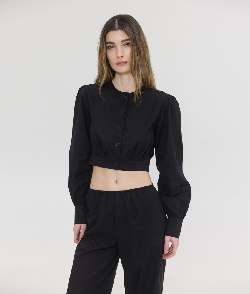 LUNA CROP SHIRT BLACK