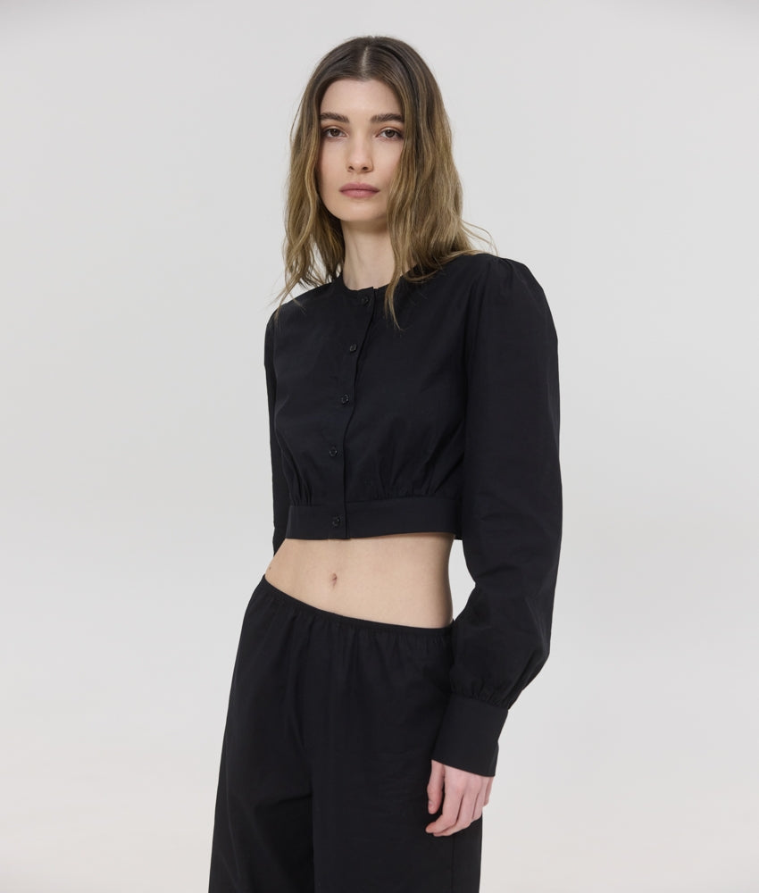 LUNA CROP SHIRT BLACK