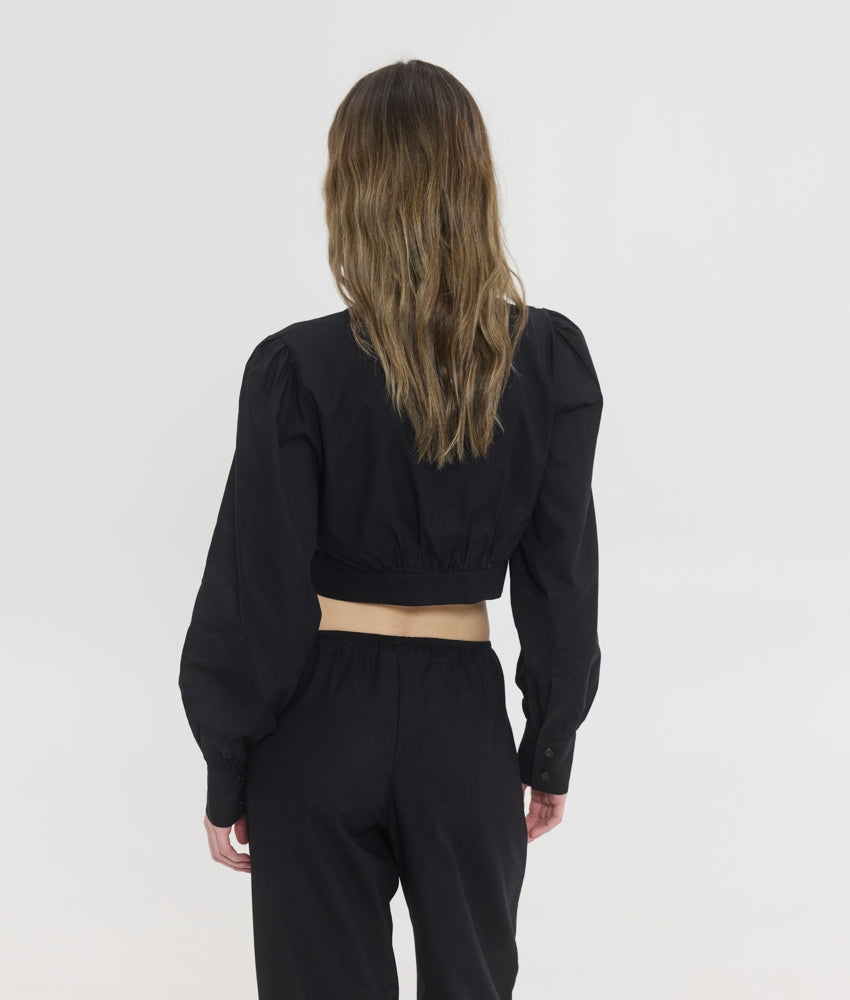 LUNA CROP SHIRT BLACK