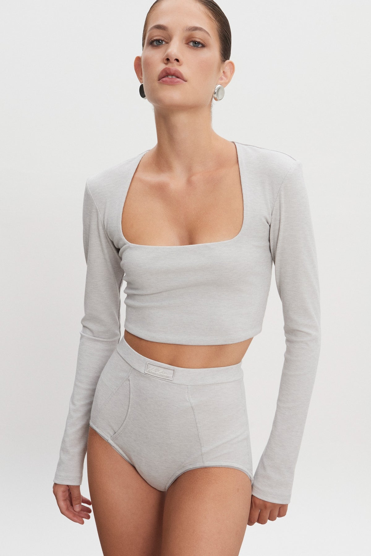 BITE CROP TOP GREY MELANGE