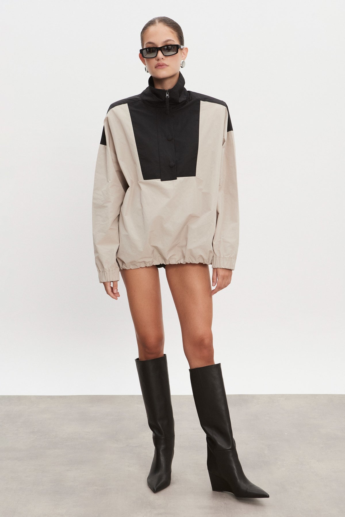 PAOLO WIND ANORAK WOMEN GREIGE/BLACK