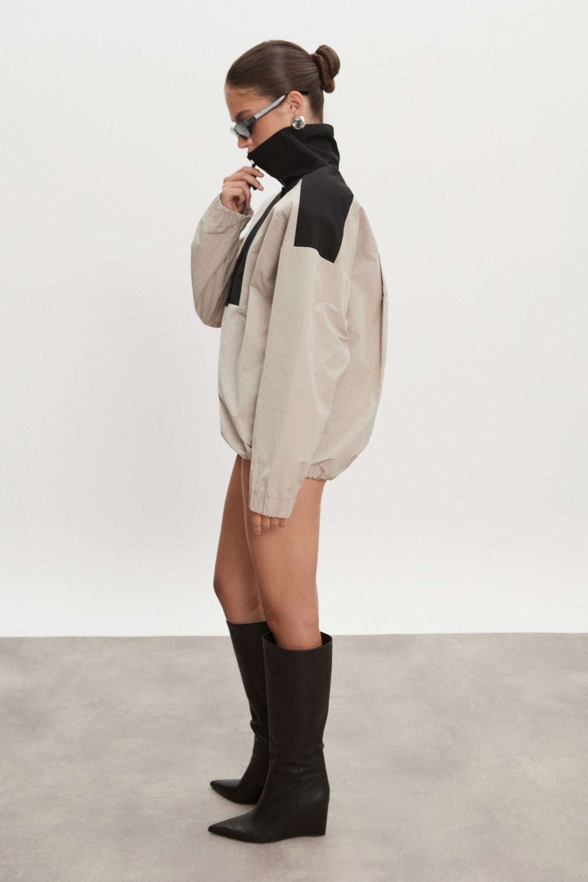 PAOLO WIND ANORAK WOMEN GREIGE/BLACK